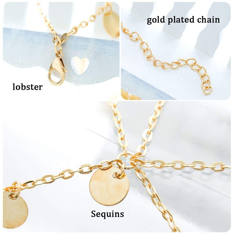 Aukmla Gold Sequins Head Chain Jewelry Festival Halloween Prom Costume Hair Accessories Fashion Headbands Headpieces for Women and Girls - Image 4